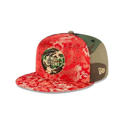 Detroit Pistons Gorra | New Era NBA Dragon Satin 59fifty Fitted Cap Mexico - Verdes